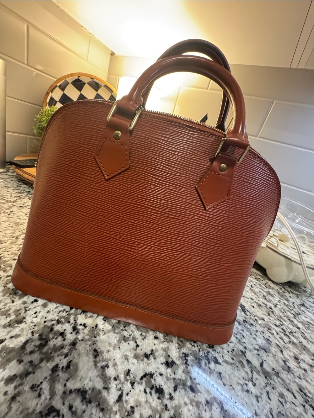 Louis Vuitton Brown Epi Leather Alma Satchel